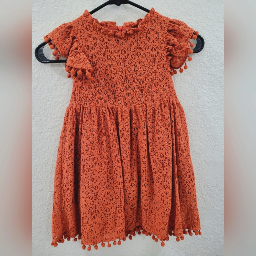 Charming Orange Lace Kids Dress 5t